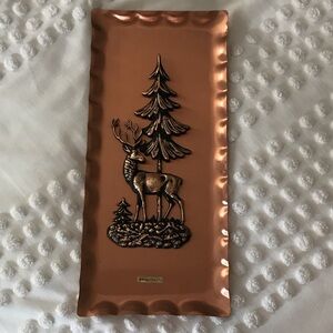 Copper Deer and Pine Tree Wall Art